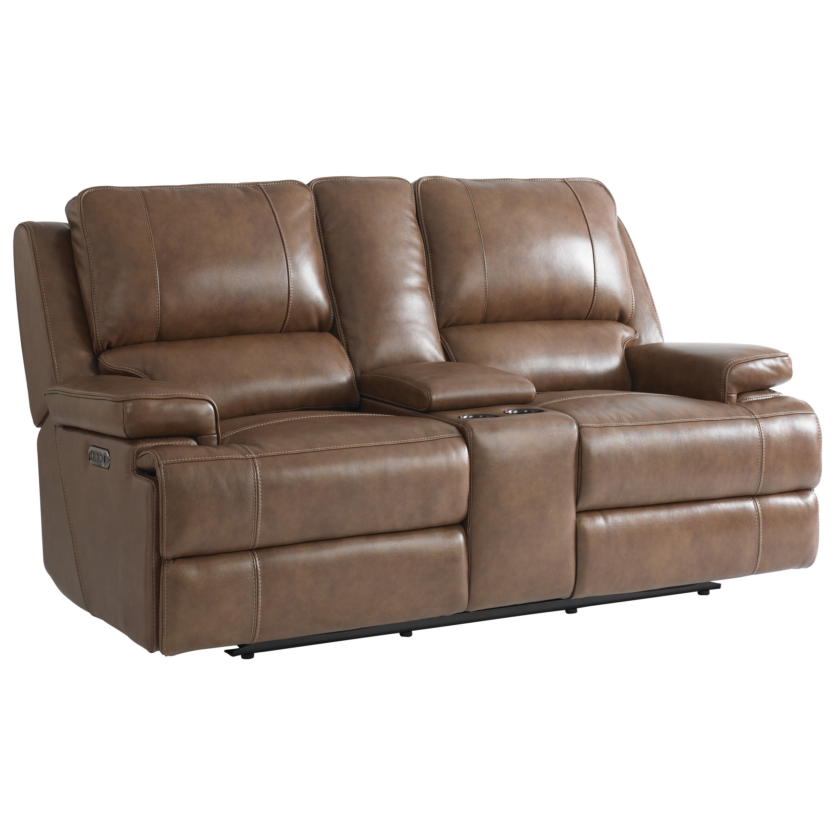 Bassett Parsons Club Level Double Reclining Console Loveseat with Power